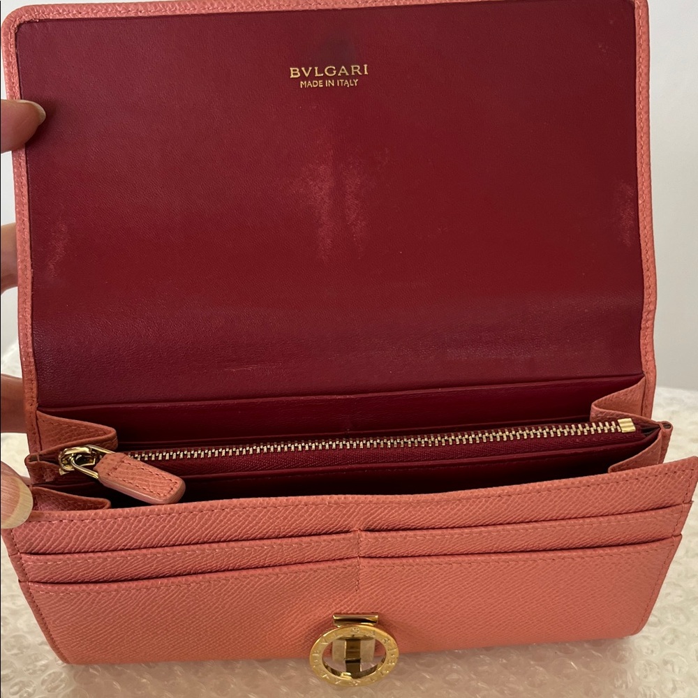 Bvlgari Pink and Burgundy Leather Wallet - Picture 5 of 10